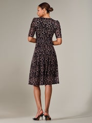 Jolie Moi Brown Mesh Half Sleeve Midaxi Dress - Image 2 of 6