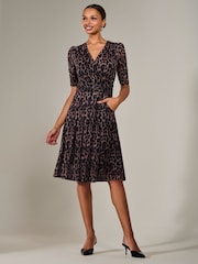 Jolie Moi Brown Mesh Half Sleeve Midaxi Dress - Image 5 of 6