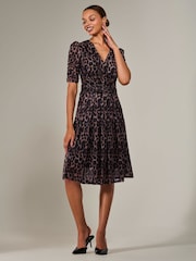 Jolie Moi Brown Mesh Half Sleeve Midaxi Dress - Image 6 of 6
