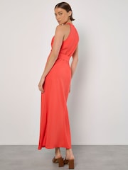 Apricot Pink Faux Wrap Sleeveless Buckle Midaxi Dress - Image 3 of 5