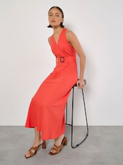 Apricot Pink Faux Wrap Sleeveless Buckle Midaxi Dress - Image 5 of 5