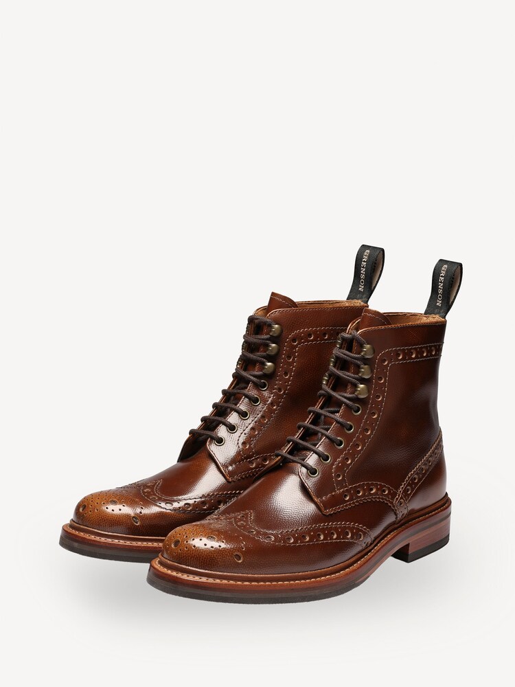 Grenson Brown Fred Leather Brogue Boots - Image 1 of 5 Grenson Brown Fred Leather Brogue Boots - Image 1 of 5