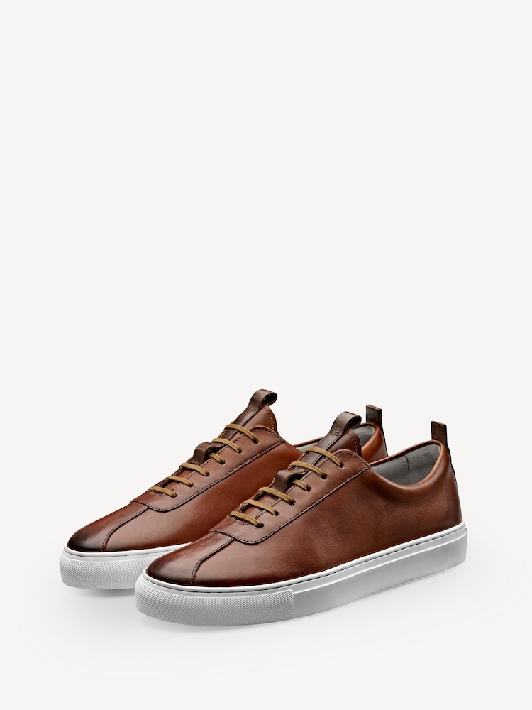 Grenson Brown Leather Trainers - Image 2 of 4 Grenson Brown Leather Trainers - Image 2 of 4