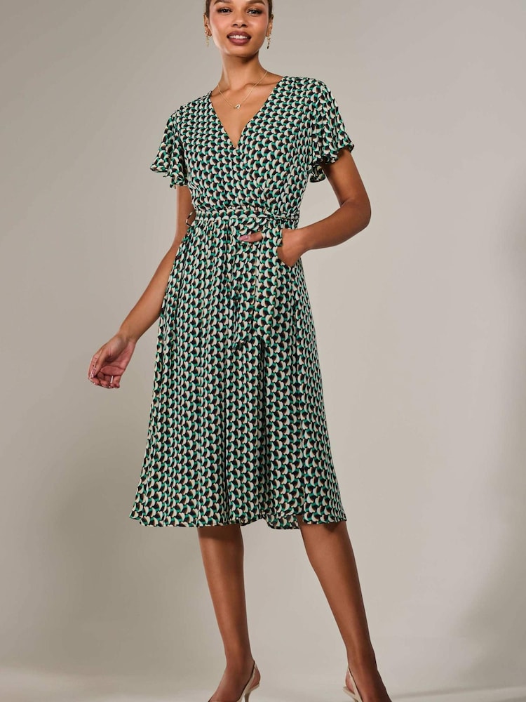 Verde - Jolie Moi Short Sleeve Side Tie Midi Dress - Imagen 1 de 6 Verde - Jolie Moi Short Sleeve Side Tie Midi Dress - Imagen 1 de 6