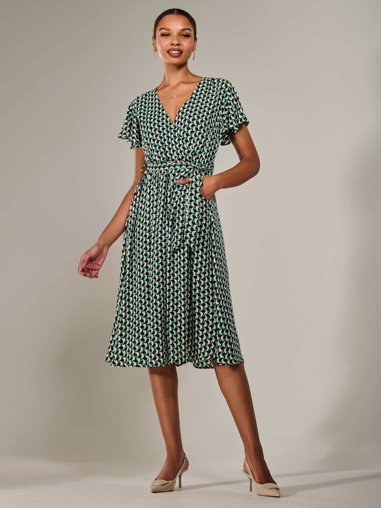 Grün - Jolie Moi Short Sleeve Side Tie Midi Dress - Bild 6 von 6