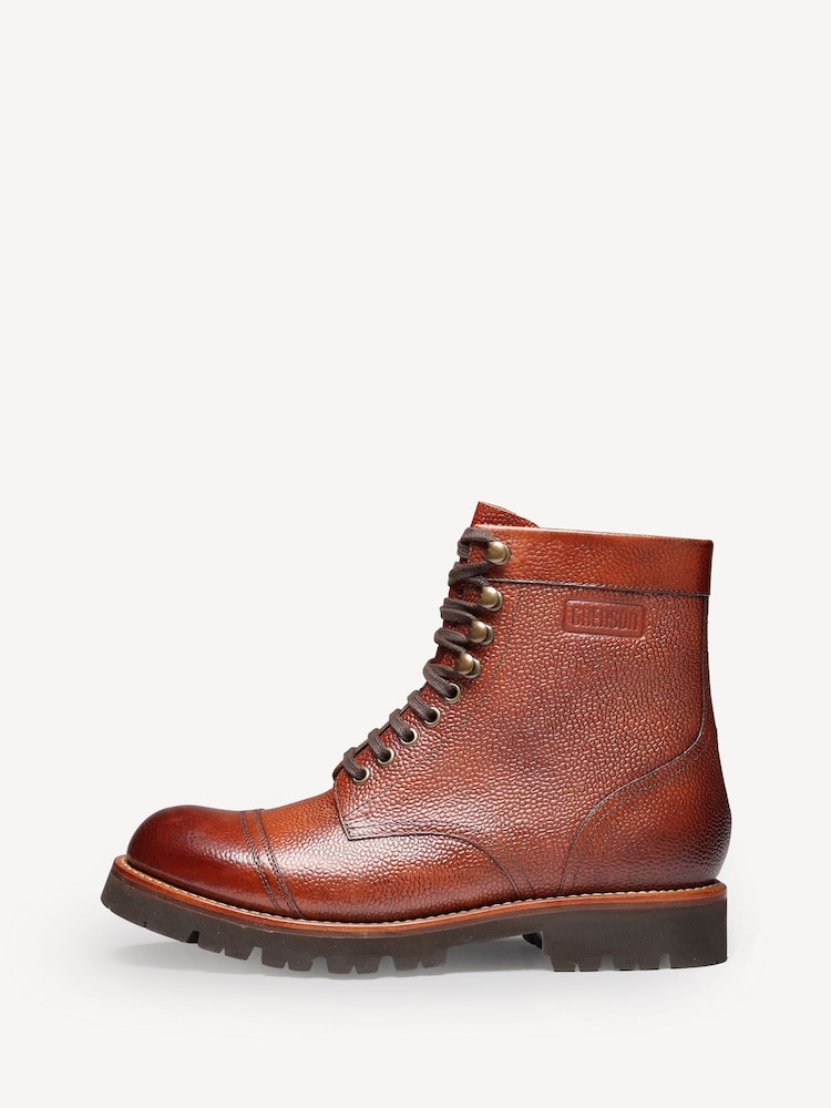 Grenson Brown Bill Leather Derby Boots - Image 2 of 5 Grenson Brown Bill Leather Derby Boots - Image 2 of 5