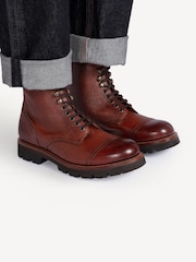 Grenson Brown Bill Leather Derby Boots - Image 4 of 5