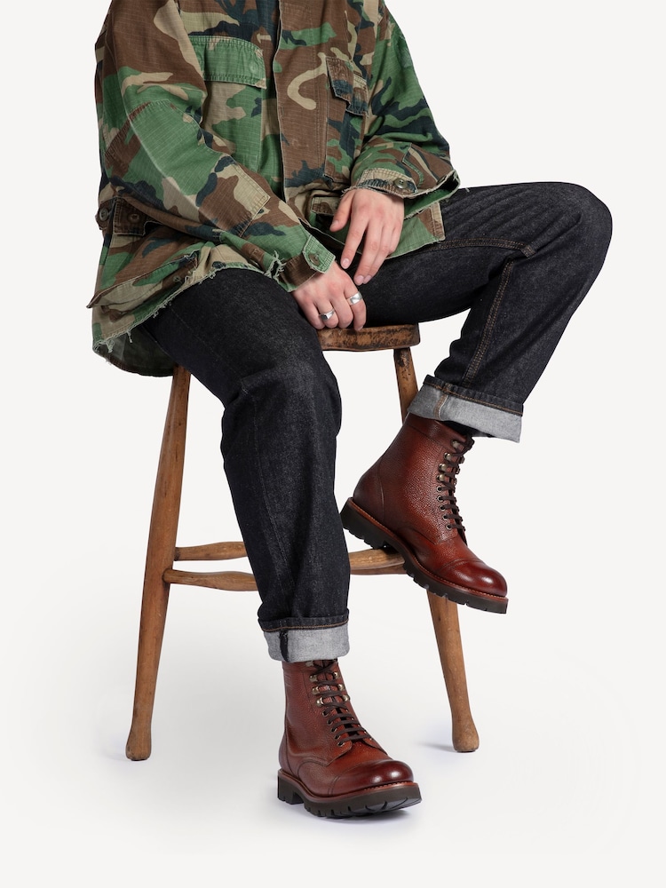 Grenson Brown Bill Leather Derby Boots - Image 5 of 5