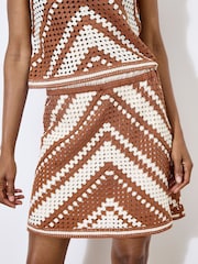 Apricot Natural Chevron Crochet Skirt - Image 2 of 4