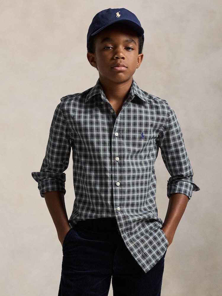 Polo Ralph Lauren Blue Boys Check Shirt - Image 1 of 5 Polo Ralph Lauren Blue Boys Check Shirt - Image 1 of 5