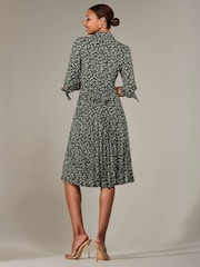 Jolie Moi Black ¾ Sleeve Button Up Midi Dress - Image 2 of 6