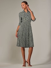 Jolie Moi Black ¾ Sleeve Button Up Midi Dress - Image 4 of 6