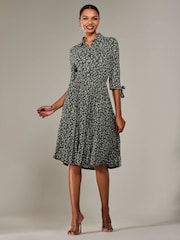 Jolie Moi Black ¾ Sleeve Button Up Midi Dress - Image 5 of 6