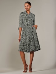 Jolie Moi Black ¾ Sleeve Button Up Midi Dress - Image 6 of 6