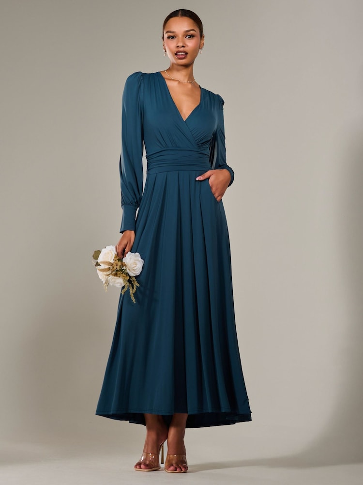 Голубой - Jolie Moi Long Sleeve Supersoft Jersey Maxi Dress - Image 1 of 6
