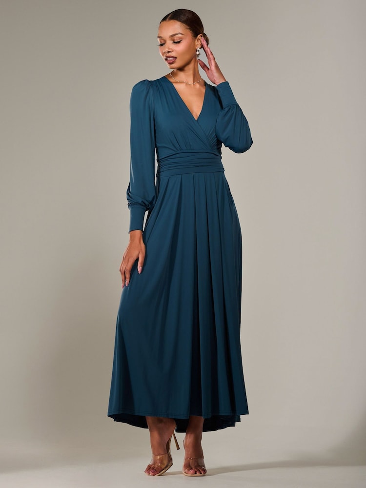 Голубой - Jolie Moi Long Sleeve Supersoft Jersey Maxi Dress - Image 6 of 6