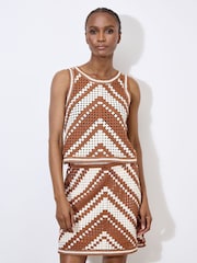 Apricot Natural Chevron Crochet Top - Image 2 of 4