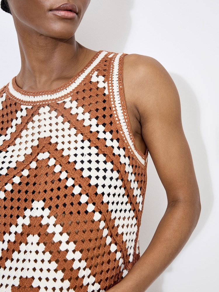 Apricot Natural Chevron Crochet Top - Image 4 of 4