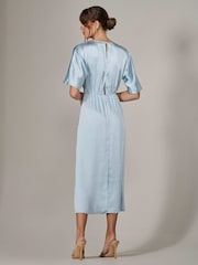 Jolie Moi Blue Satin A-Line Midaxi Dress - Image 2 of 6