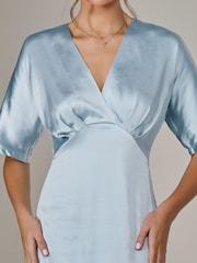 Jolie Moi Blue Satin A-Line Midaxi Dress - Image 3 of 6