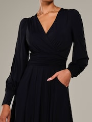 Jolie Moi Black Long Sleeve Supersoft Jersey Maxi Dress - Image 3 of 6