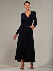 Jolie Moi Black Long Sleeve Supersoft Jersey Maxi Dress - Image 4 of 6