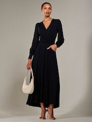 Jolie Moi Black Long Sleeve Supersoft Jersey Maxi Dress - Image 5 of 6