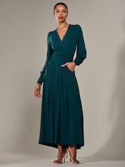 Jolie Moi Green Long Sleeve Supersoft Jersey Maxi Dress - Image 1 of 6