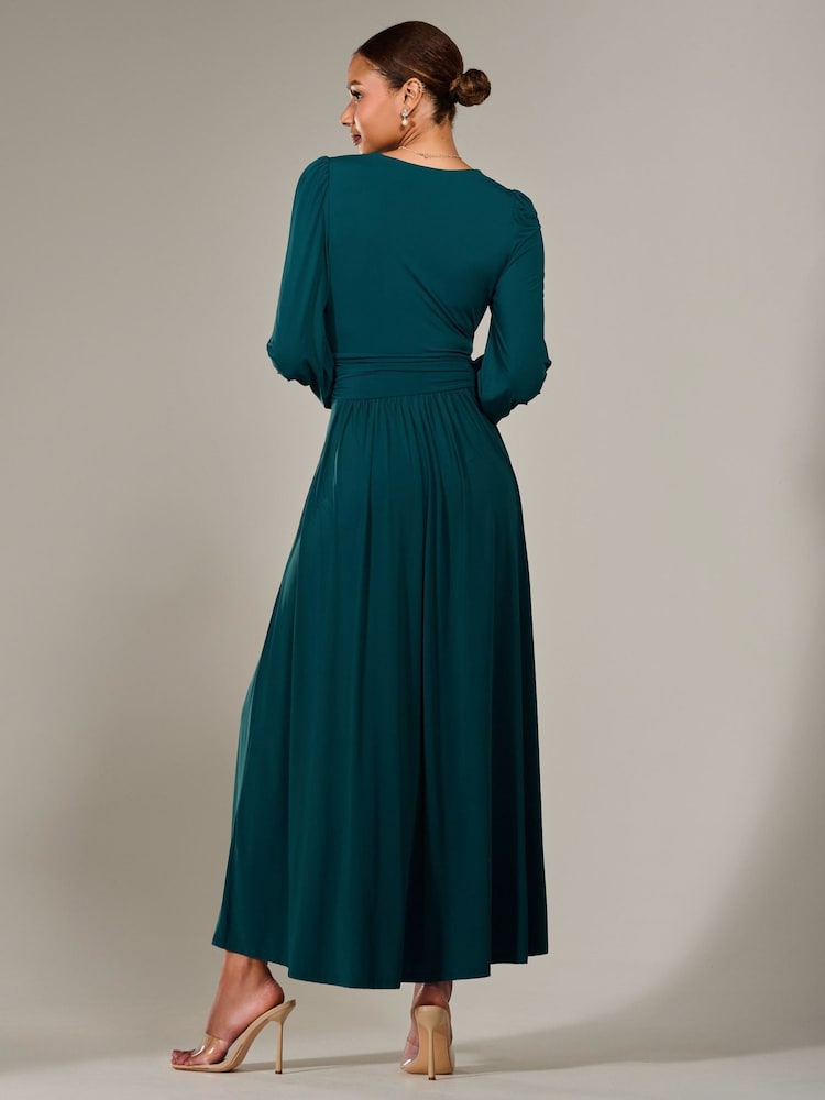 Jolie Moi Green Long Sleeve Supersoft Jersey Maxi Dress - Image 2 of 6