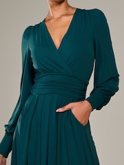 Jolie Moi Green Long Sleeve Supersoft Jersey Maxi Dress - Image 3 of 6