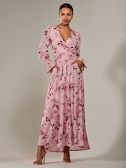 Jolie Moi Pink Long Sleeve Mesh Maxi Dress - Image 6 of 6