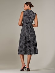 Jolie Moi Charcoal Black Button Sleeveless Midi Dress - Image 2 of 6