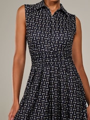 Jolie Moi Charcoal Black Button Sleeveless Midi Dress - Image 3 of 6