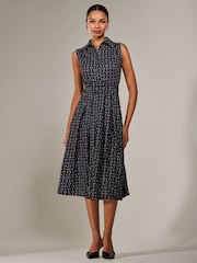 Jolie Moi Charcoal Black Button Sleeveless Midi Dress - Image 4 of 6