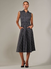 Jolie Moi Charcoal Black Button Sleeveless Midi Dress - Image 5 of 6