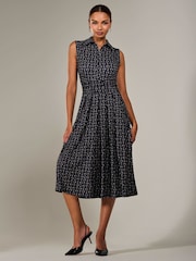 Jolie Moi Charcoal Black Button Sleeveless Midi Dress - Image 6 of 6