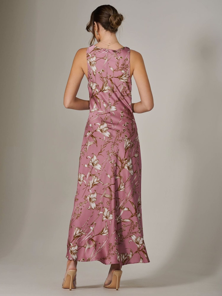 Jolie Moi Pink Twisted Shoulder Cowl Neck Midaxi Dress - Image 2 of 6 Jolie Moi Pink Twisted Shoulder Cowl Neck Midaxi Dress - Image 2 of 6