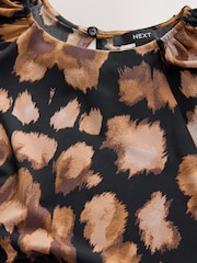 Animal Print Long Sleeve Crew Neck Blouse - Image 8 of 9