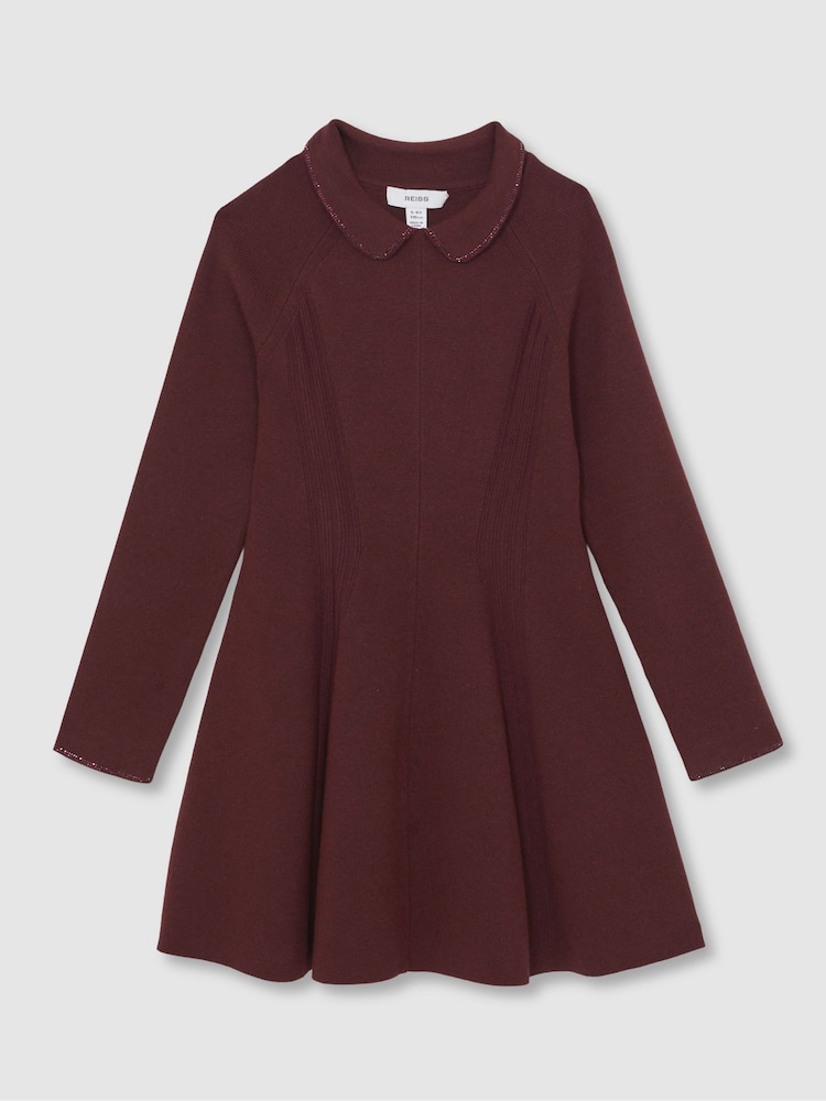 Reiss Berry Zadie Embellished Collar Knitted Dress - Image 1 of 4