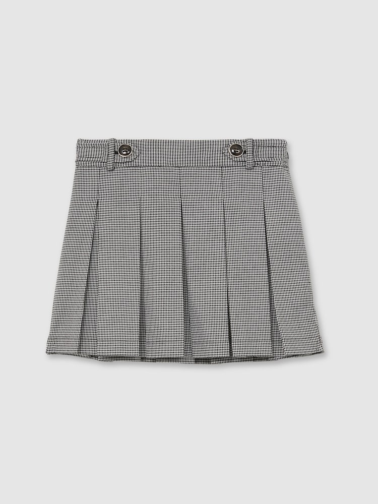 Reiss Black/White Molly Houndstooth Check Pleated Skirt - Image 1 of 4