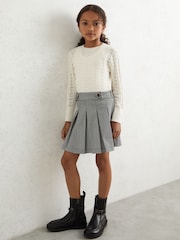 Reiss Black/White Molly Houndstooth Check Pleated Skirt - Image 2 of 4