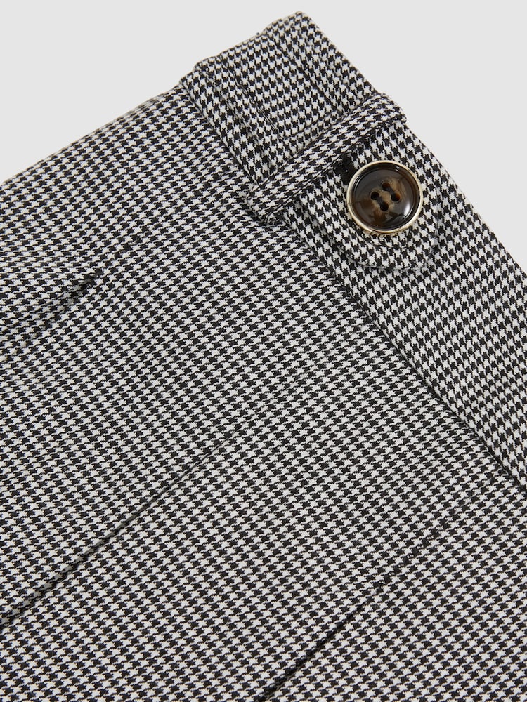 Reiss Black/White Molly Houndstooth Check Pleated Skirt - Image 4 of 4 Reiss Black/White Molly Houndstooth Check Pleated Skirt - Image 4 of 4