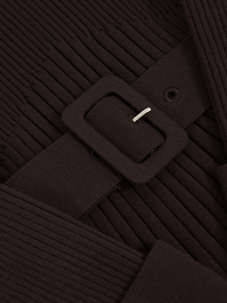 Reiss Chocolate Vinnie 3-9 yrs Rib-Knit Roll-Neck Belted Dress - Image 4 of 4 Reiss Chocolate Vinnie 3-9 yrs Rib-Knit Roll-Neck Belted Dress - Image 4 of 4