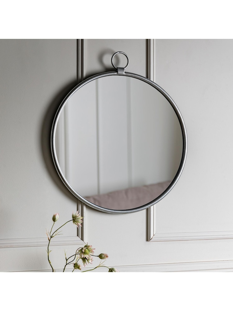 Gallery Home Silver Baystone Round Mirror - Image 1 of 4