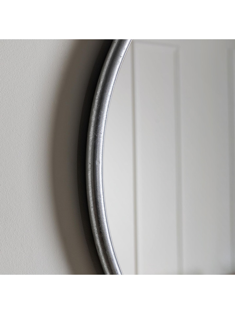Gallery Home Silver Baystone Round Mirror - Image 2 of 4 Gallery Home Silver Baystone Round Mirror - Image 2 of 4