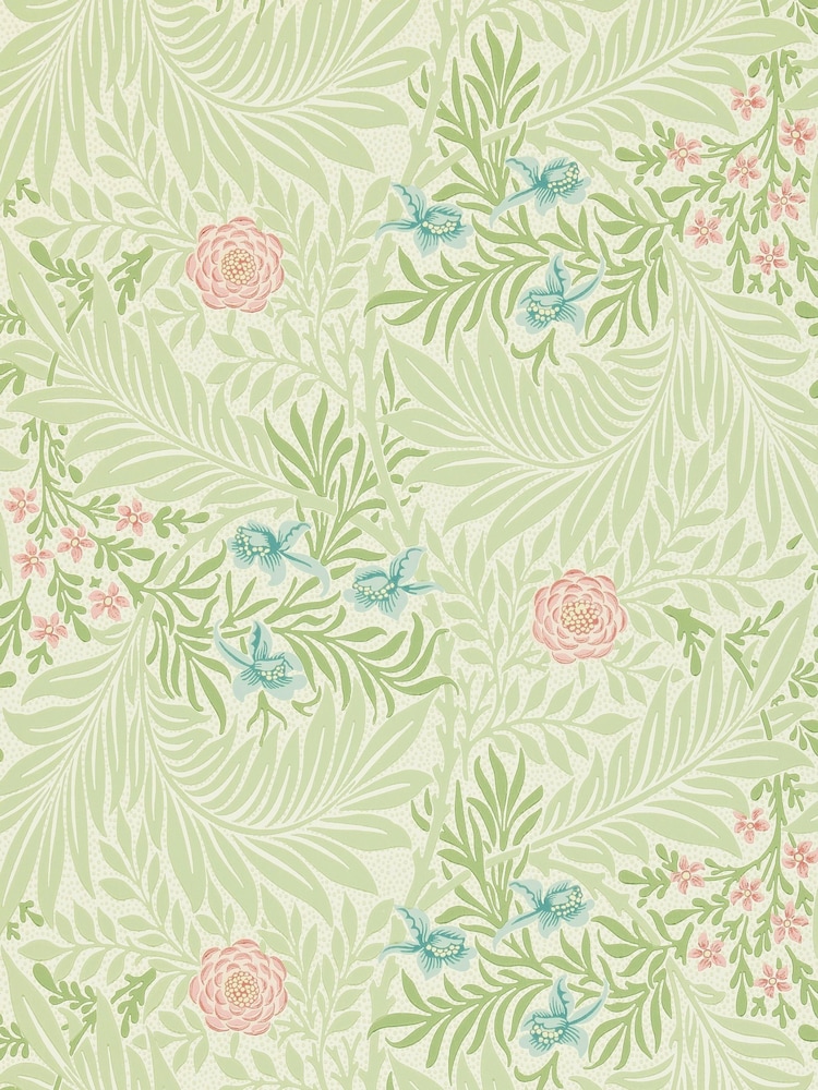 Morris & Co Larkspur Green Coral Morris Friends A4 Wallpaper Sample - Image 1 of 1