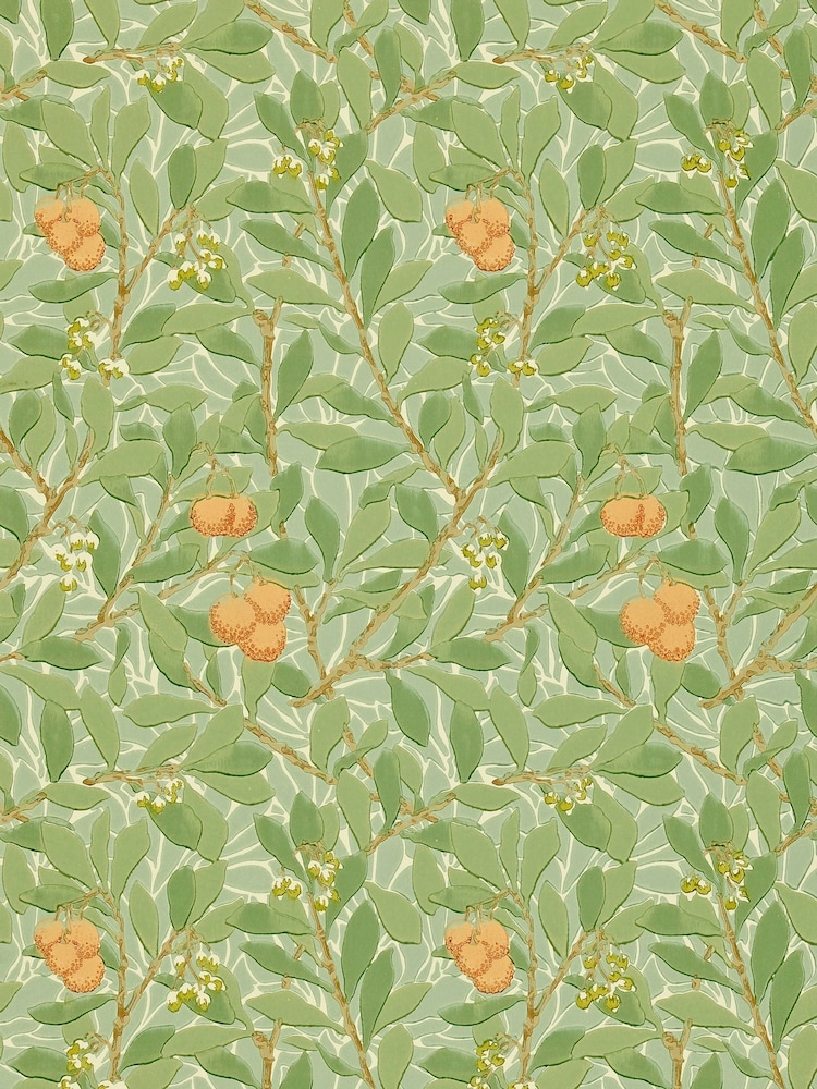 Morris & Co Arbutus Green Terracotta Morris Friends A4 Wallpaper Sample - Image 1 of 1