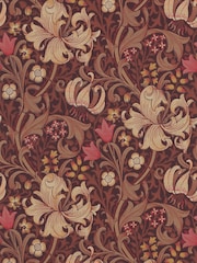 Morris & Co Golden Lily Fig Burnt Orange Morris Friends A4 Wallpaper Sample - Image 1 of 1