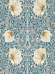 Morris & Co Pimpernel Woad Coral Friends A4 Sample Wallpaper - Image 1 of 1