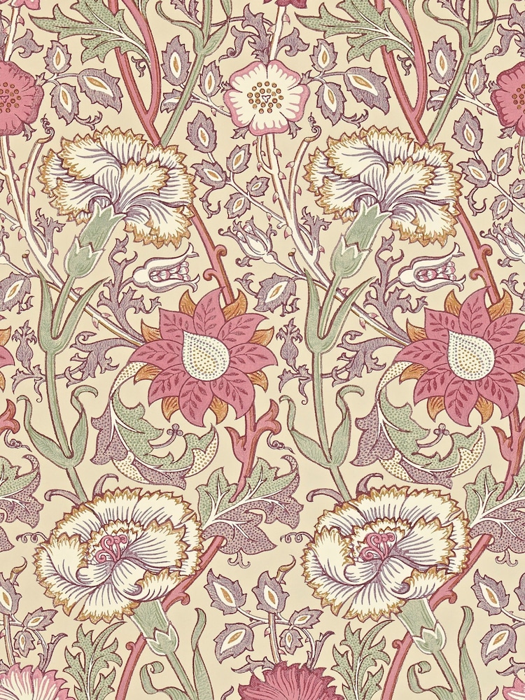 Morris & Co Pink Rose Manilla White Friends A4 Sample Wallpaper - Image 1 of 1